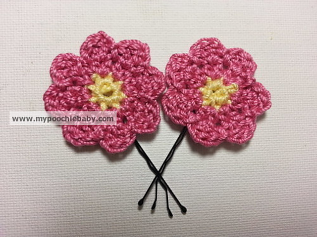 Crochet Flower Hairpin