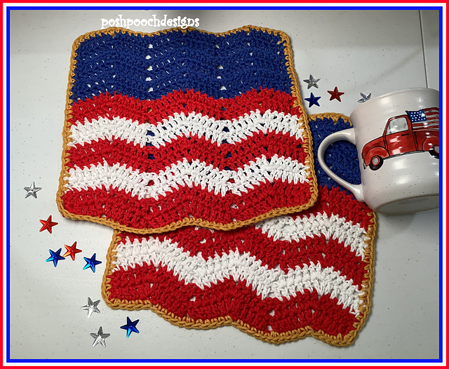 Flag Day Washcloth And Doily