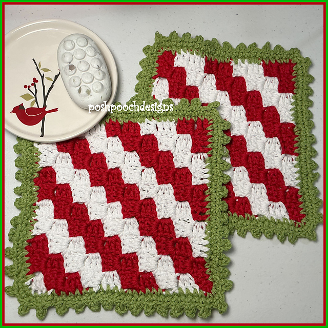 Candy Cane Striped Washcloth