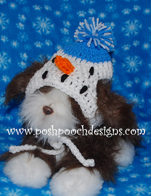 Snowman Medium and Large Dog Hat Crochet Pattern