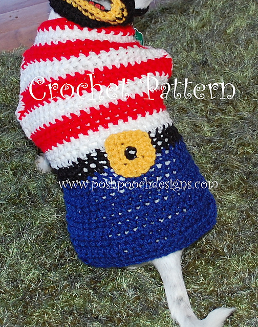 Pirate Dog Sweater Small Dogs 2-20 lbs