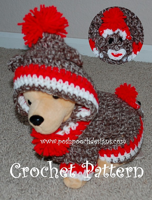 Sock Monkey Dog Hoodie