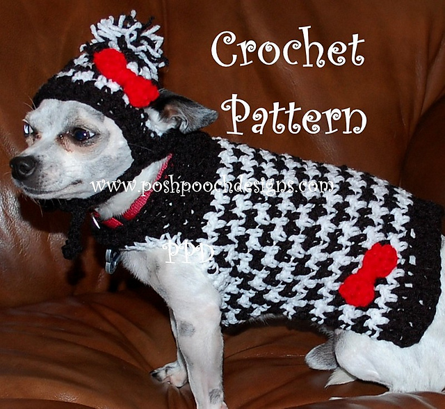 Hounds Tooth Dog sweater and Hat