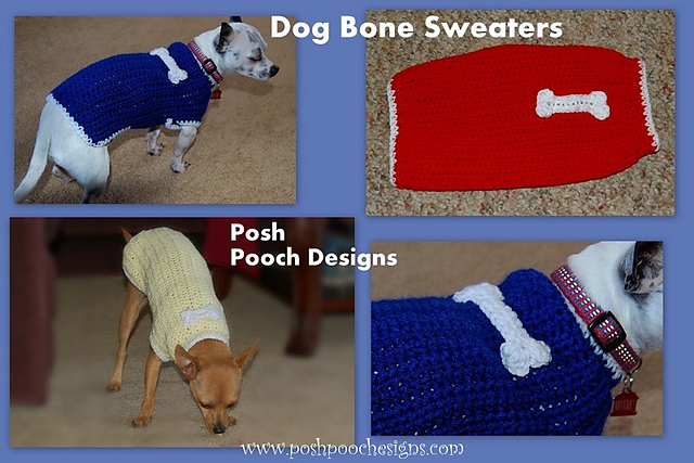 Dog Sweater with dog Bone Applique'