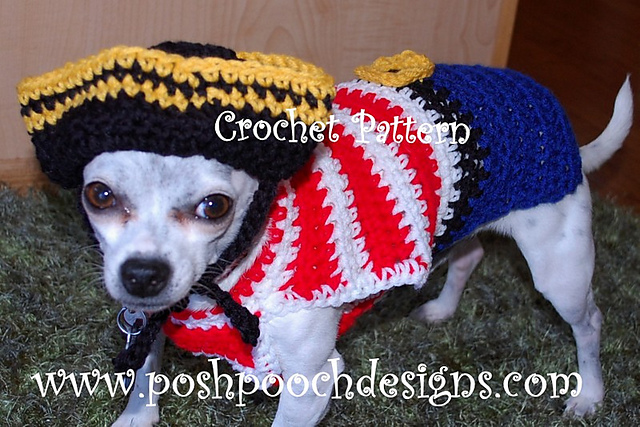 Pirate Dog Costume Sweater and Hat Set