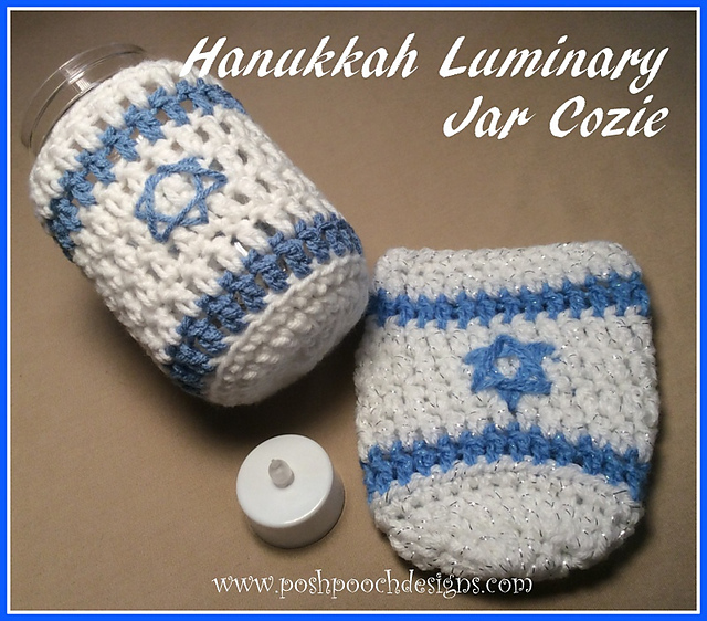 Hanukkah Luminary Jar Cozies