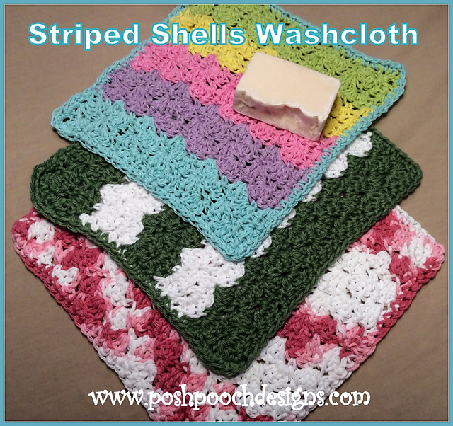 Striped Shells Washcloth