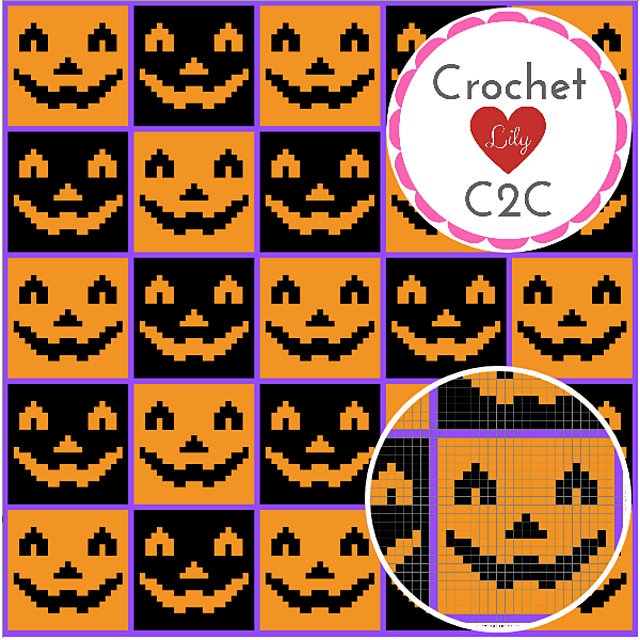 Pumpkin Face C2C blanket
