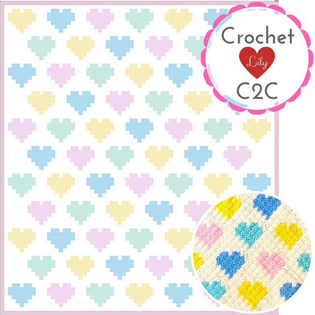 Ravelry: Hearts baby C2C Blanket pattern by Liliya Pervushina