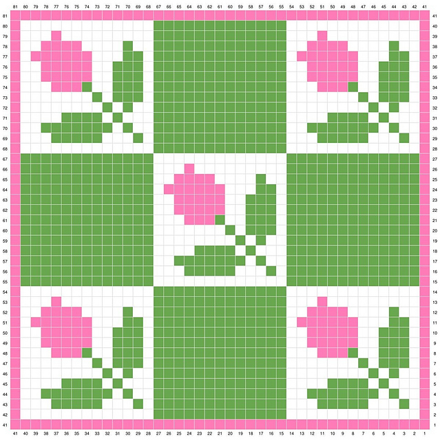 C2C pillow with tulips
