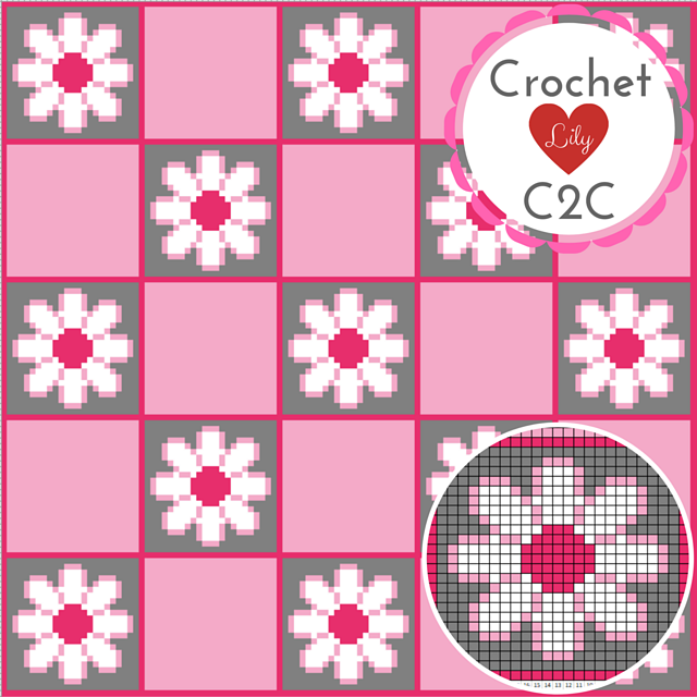 Pink daisy C2C blanket