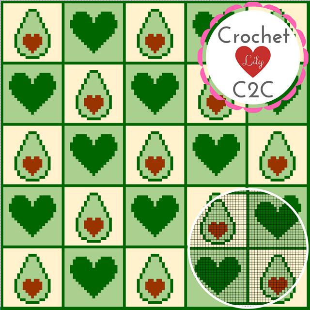 Avocado Hearts C2C Blanket