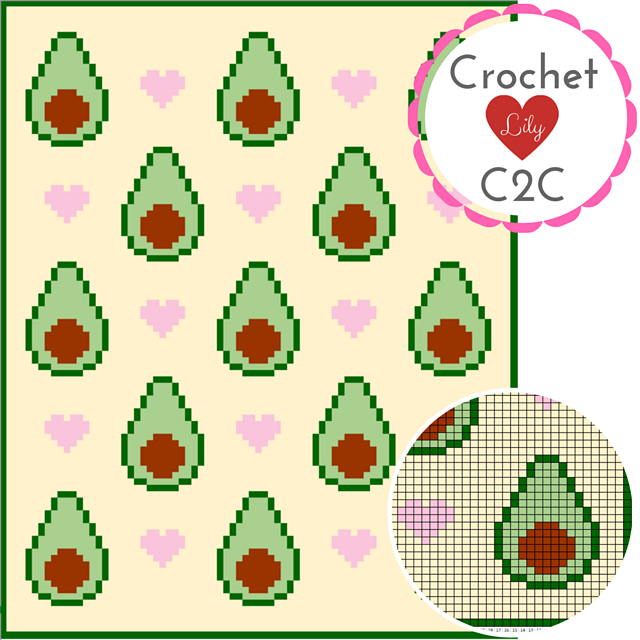 Avocado Hearts III C2C Blanket
