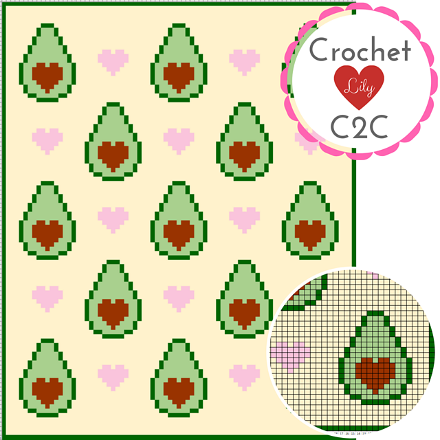 Avocado Hearts II C2C Blanket