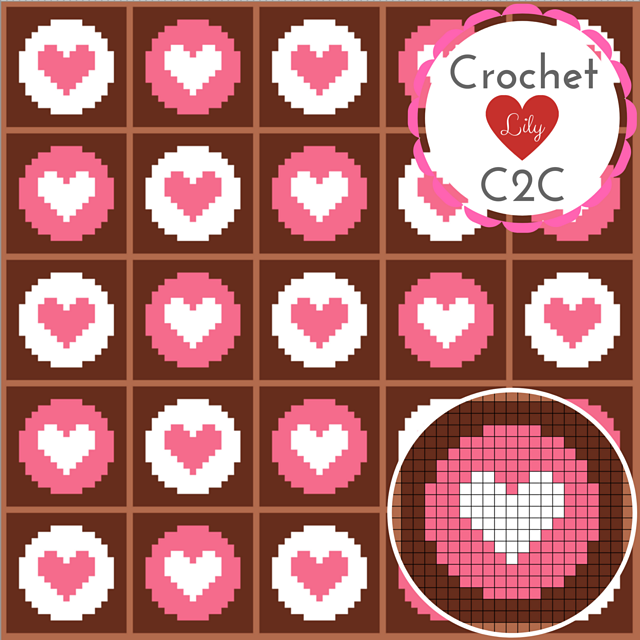Hearts in Circles C2C Blanket