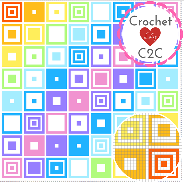 Rainbow Square in Square C2C Blanket