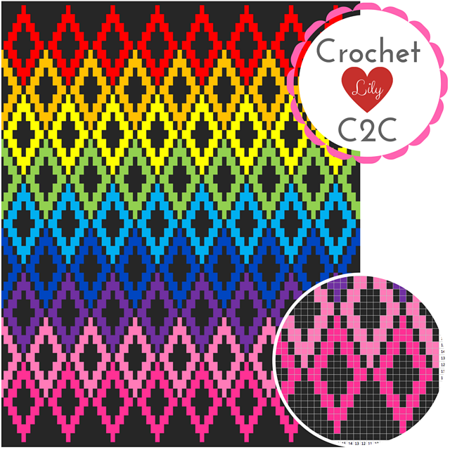 Rainbow diamonds C2C blanket