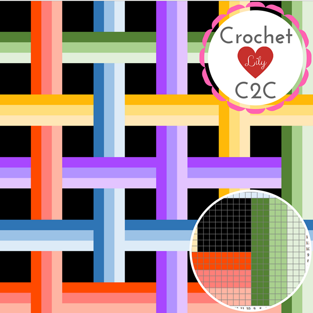 Rainbow Striped Squares C2C Blanket