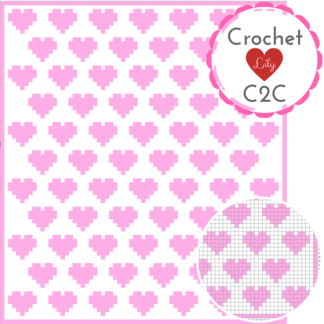 Pink hearts C2C blanket