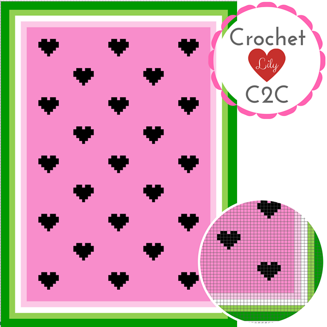 Watermelon Hearts C2C Blanket
