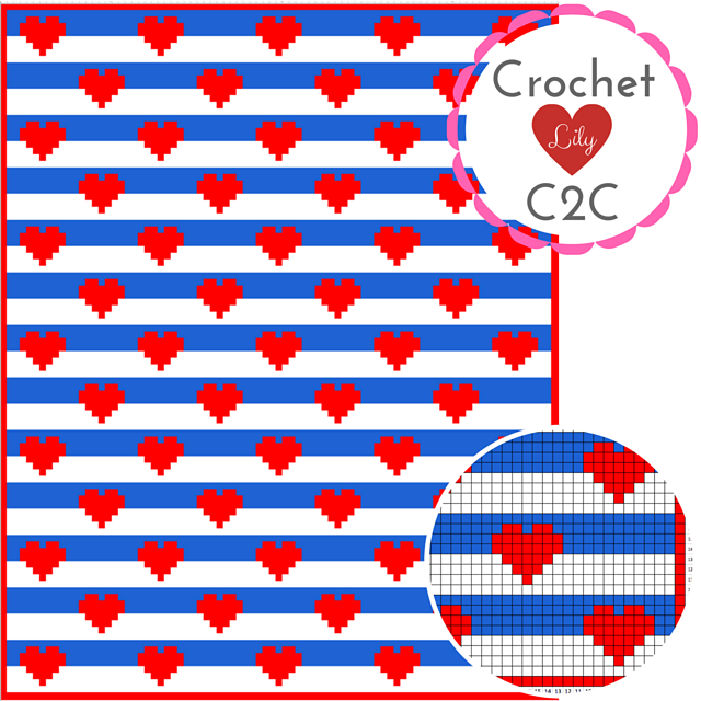 Red hearts C2C blanket