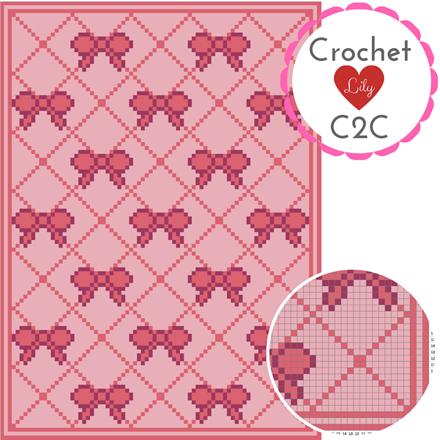 Pink bows C2C blanket