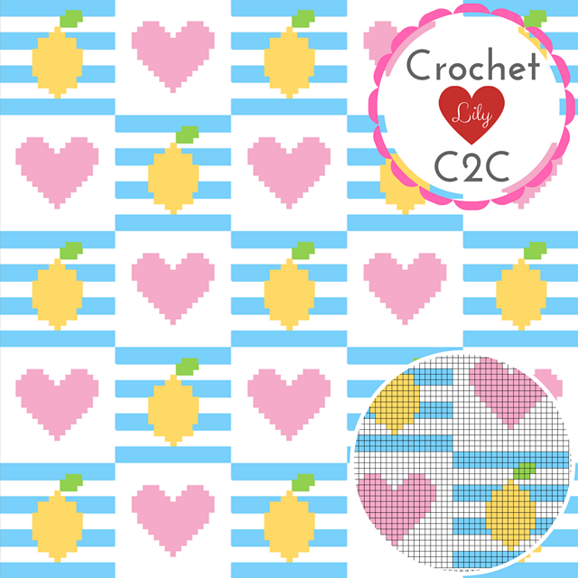 Lemons and hearts C2C blanket