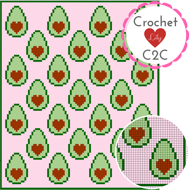 Avocado hearts C2C blanket