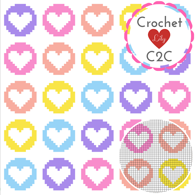 Colorful hearts C2C blanket