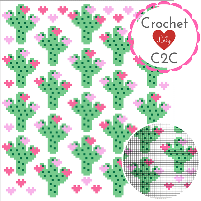 Hearts cactus C2C blanket