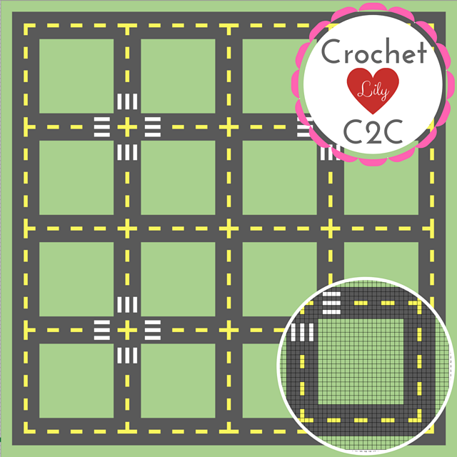 Gray road C2C blanket