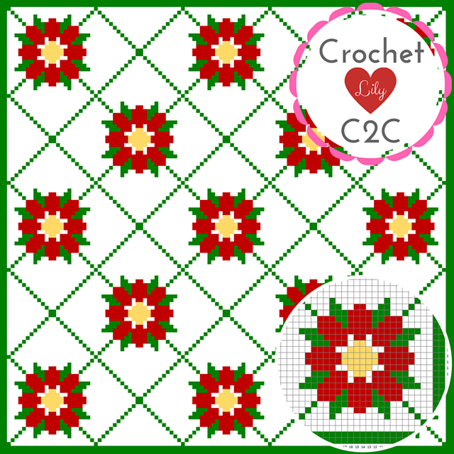 Poinsettia C2C blanket
