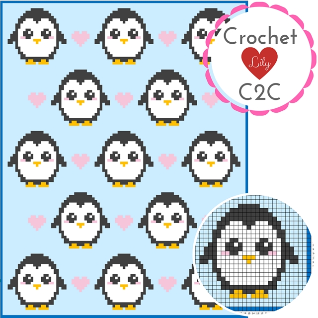 Baby penguins C2C blanket