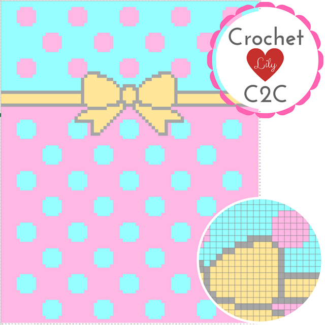 Bow and Polka dots C2C blanket