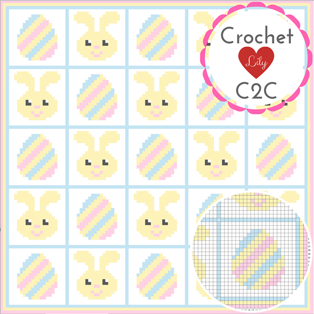 Easter bunnies and eggs C2C blanket