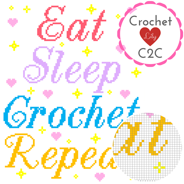 Eat Sleep Crochet C2C blanket