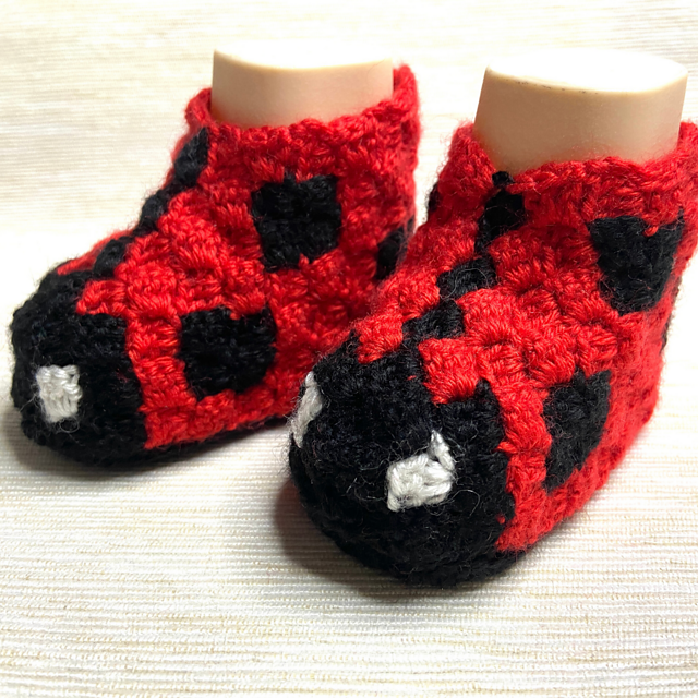 Ladybug baby booties