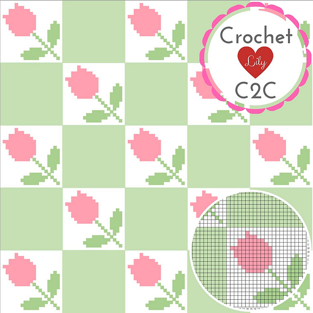 Pink tulips C2C blanket