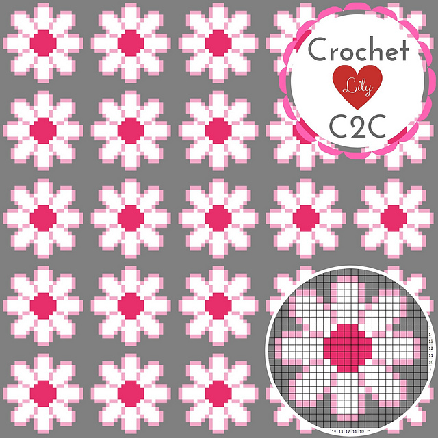 Pink daisy C2C blanket