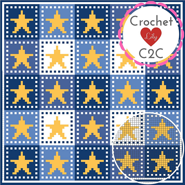 Stars and squares C2C blanket