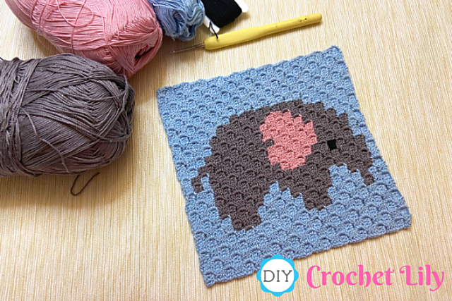 С2С coaster with elephant.