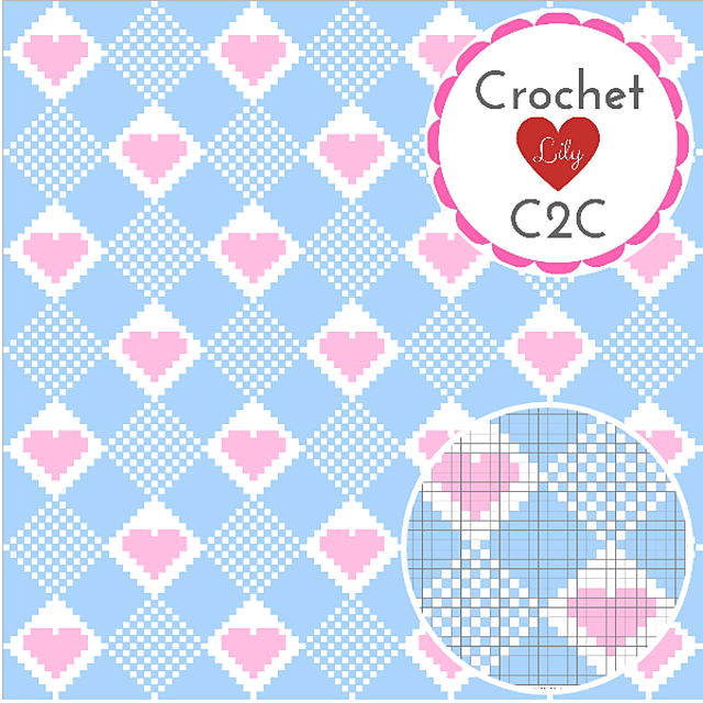 The Heart in diamond C2C blanket