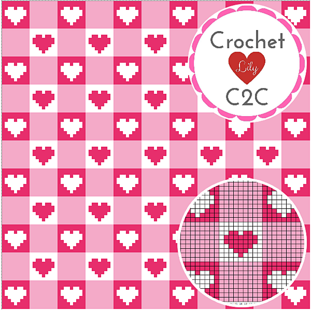 The Pink hearts gingham C2C blanket