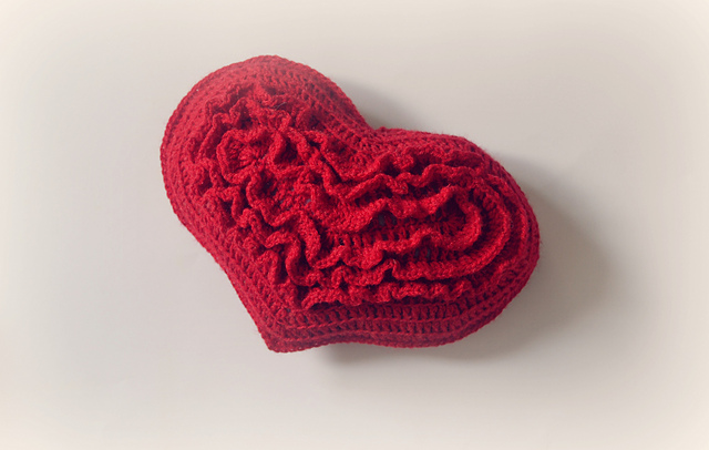 Ruffle heart pillow