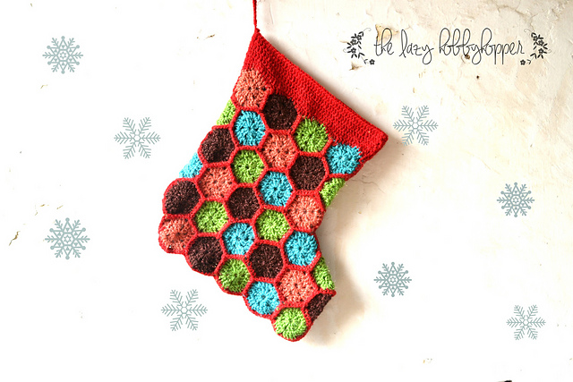 Hexagon patchwork Christmas stocking