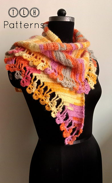 Scarf with flower trim