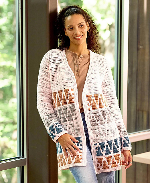 Ravelry: Blush and Stone Mosaic Cardi pattern by Liz Salazar
