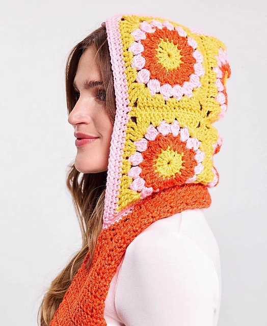 Granny Square Hooded Scarf