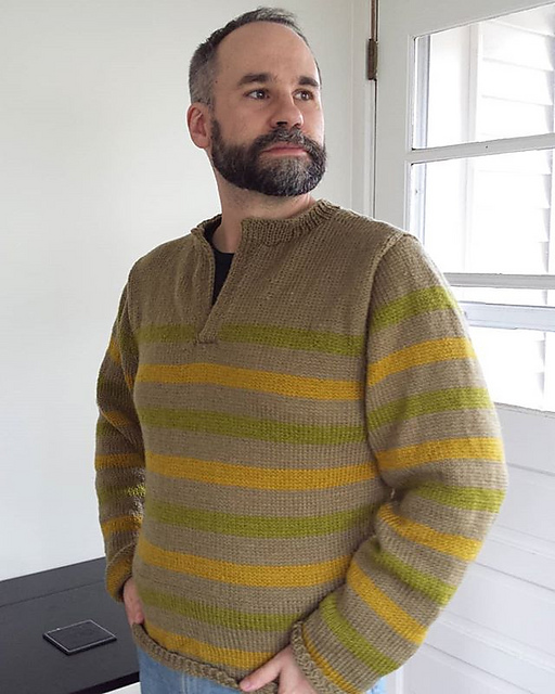 #05 Men's Striped Polo Sweater