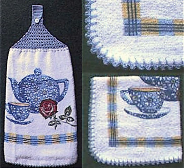 Thread-Edged Towel Topper & Dishcloth Set